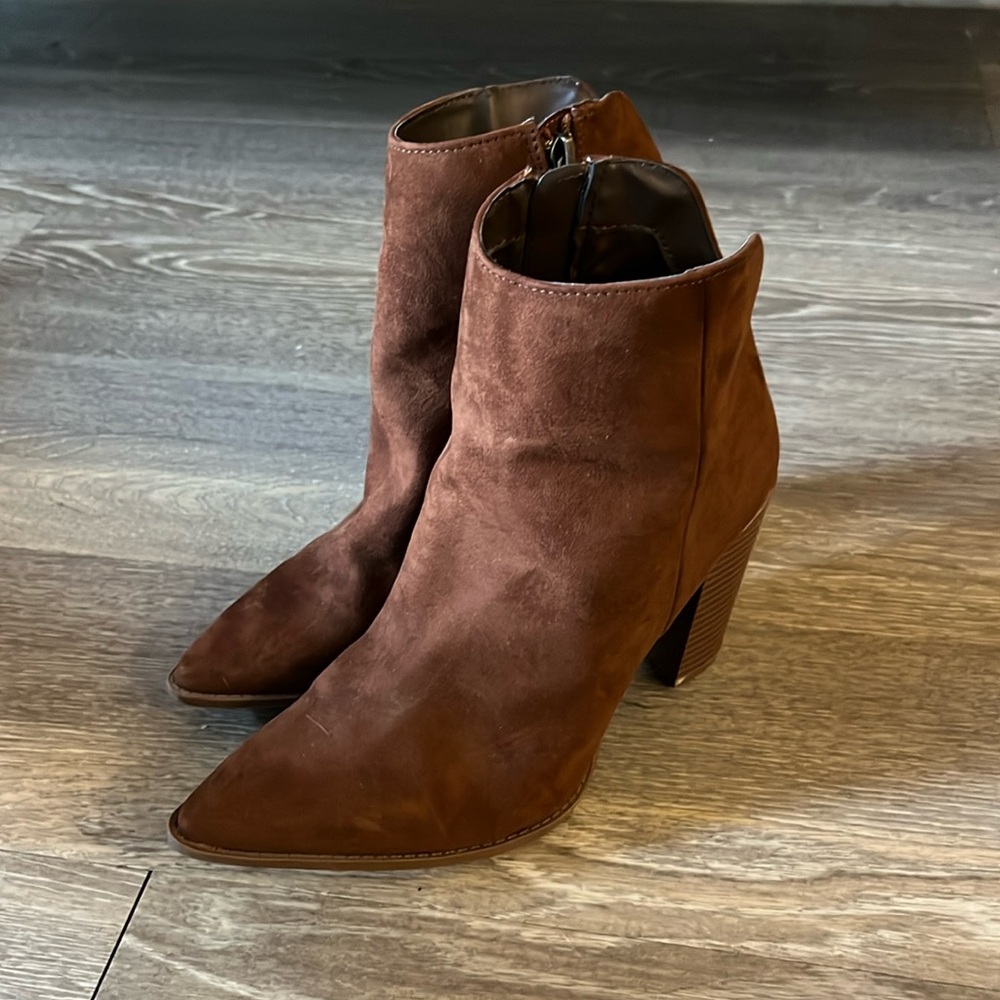 Dark brown suede boots. Never worn